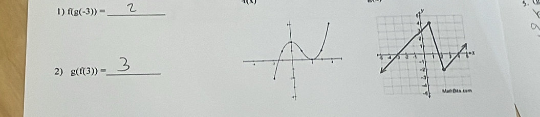 f(g(-3))= _ 
2) g(f(3))= _