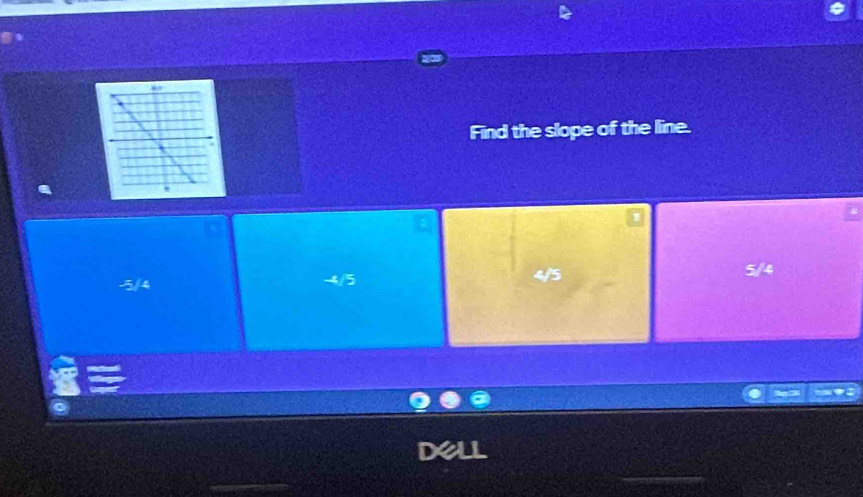 Find the slope of the line.
-5/4 9/5 4/5 14