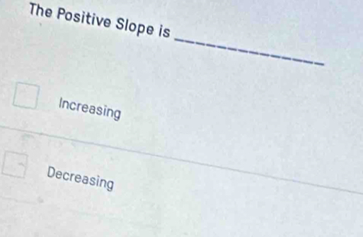 The Positive Slope is
_
Increasing
Decreasing
_