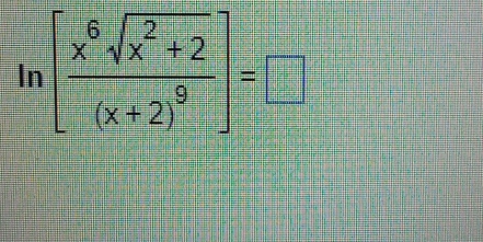 ln [frac x^6sqrt(x^2+2)(x+2)^9]=□