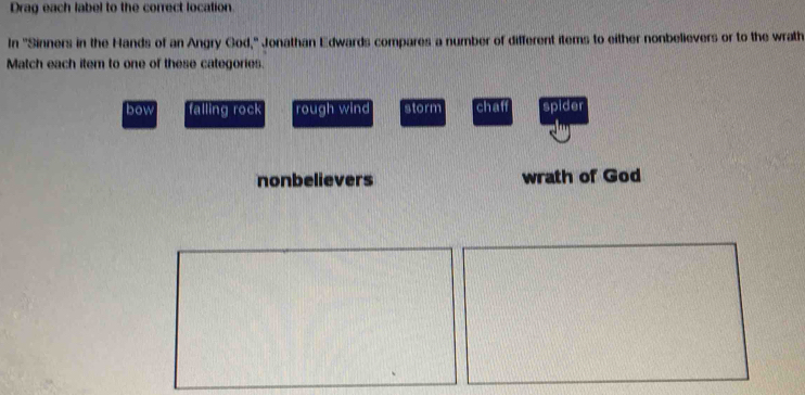Solved: Drag each label to the correct location. In 'Sinners in the ...