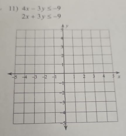 4x-3y≤ -9
2x+3y≤ -9