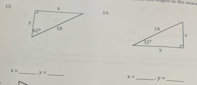 angles to the near
15.
16.

x= _ , y= _
x= _, y= _