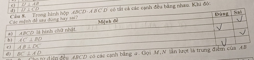 IJ⊥ AB
ả các cạnh đều bằng nhau. Khi đó:
Chọ tứ diện đều ABCD