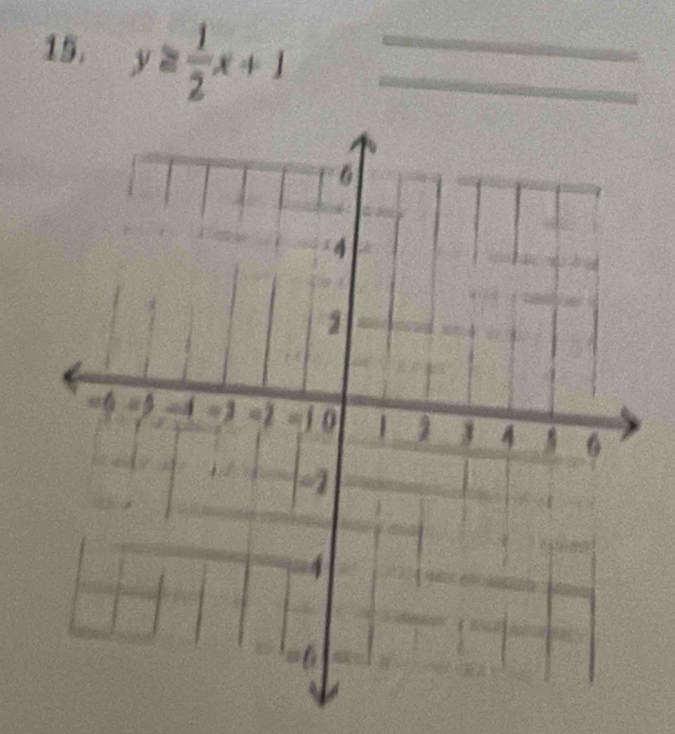 15, y≥  1/2 x+1