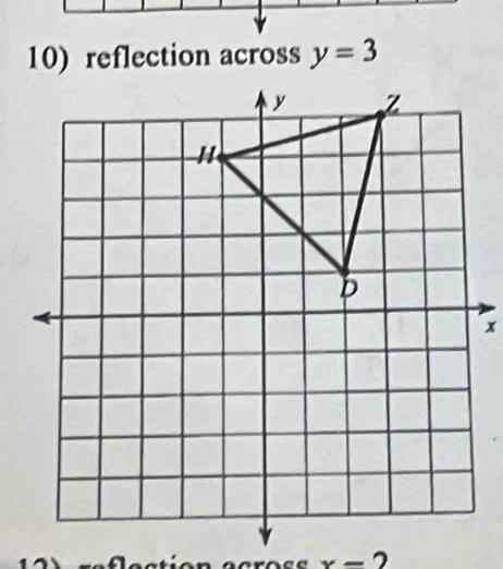 reflection across y=3
a c o se x-2