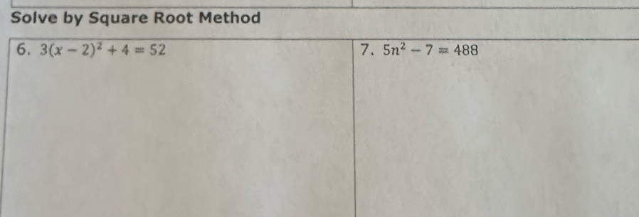 Solve by Square Root Method