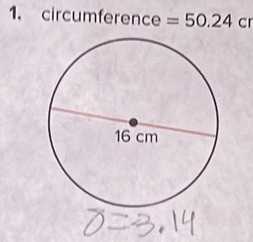 circumference =50.24 cr