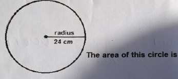 area of this circle is