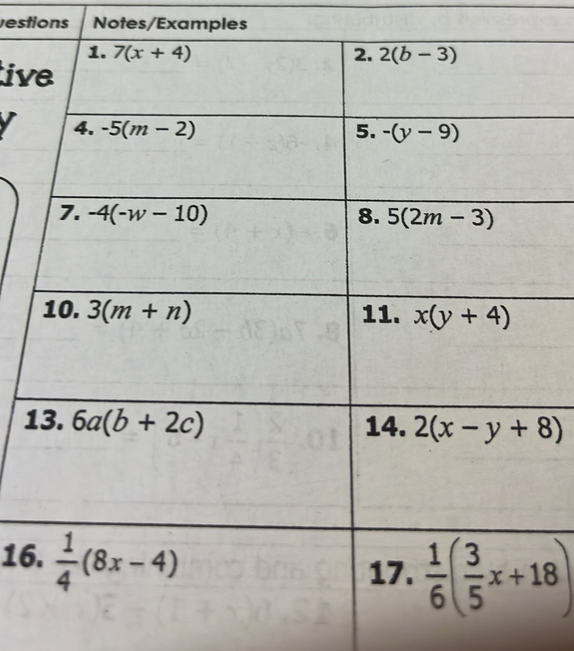 estions Notes/Examples
iv
I
1
16