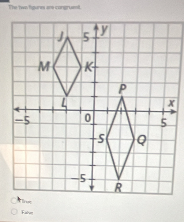 The two figures are congruent.
False