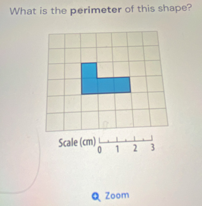 What is the perimeter of this shape? 
Sca le(cm) (1,1,1,1)/0123 
Zoom