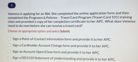 Solved: Vanessa is applying for an IBA. She completed the online ...