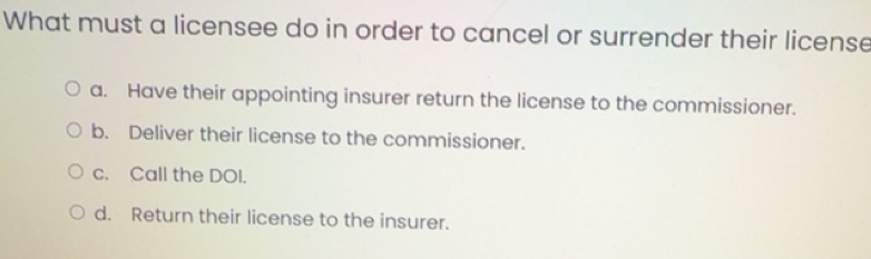 Solved: What must a licensee do in order to cancel or surrender their