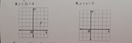 y≤ 2x+4 9. y+x>3