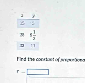 Find the constant of proportiona
r=□