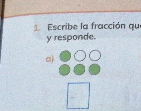 Escribe la fracción que 
y responde. 
a)