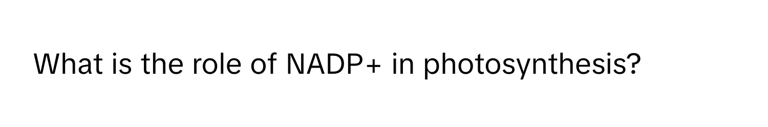 What is the role of NADP+ in photosynthesis?