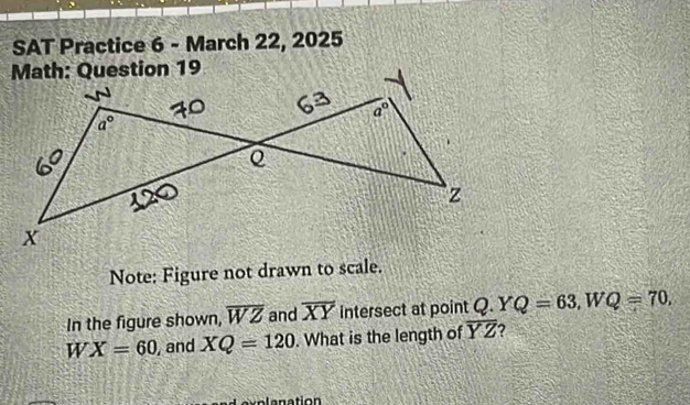 Risolto:SAT Practice 6 - March 22, 2025 Note: Figure not drawn to scale ...