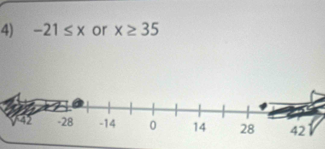 -21≤ x or x≥ 35