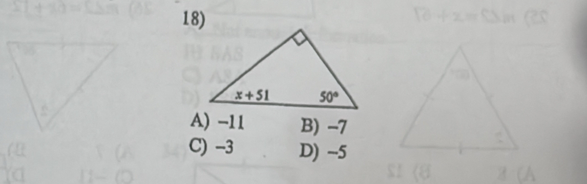 A) -11 B) -7
C) -3 D) --5