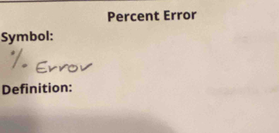 Percent Error 
Symbol: 
Definition: