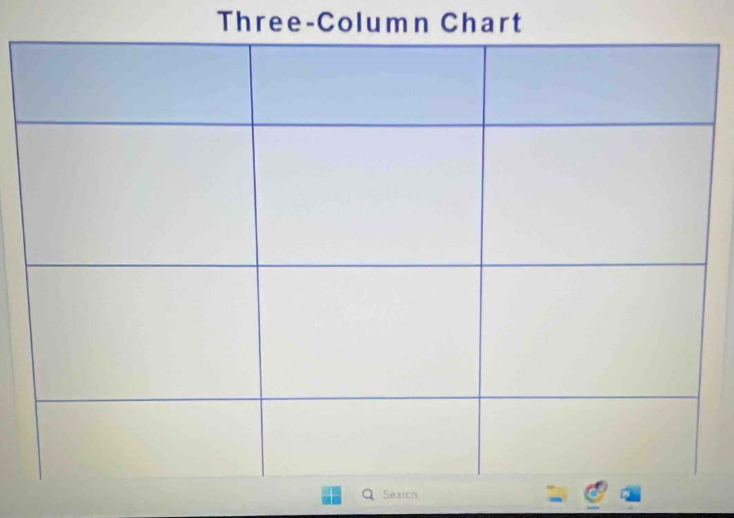 Three-Column Chart 
Search