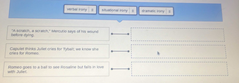 Solved: verbal irony H situational irony # dramatic irony 