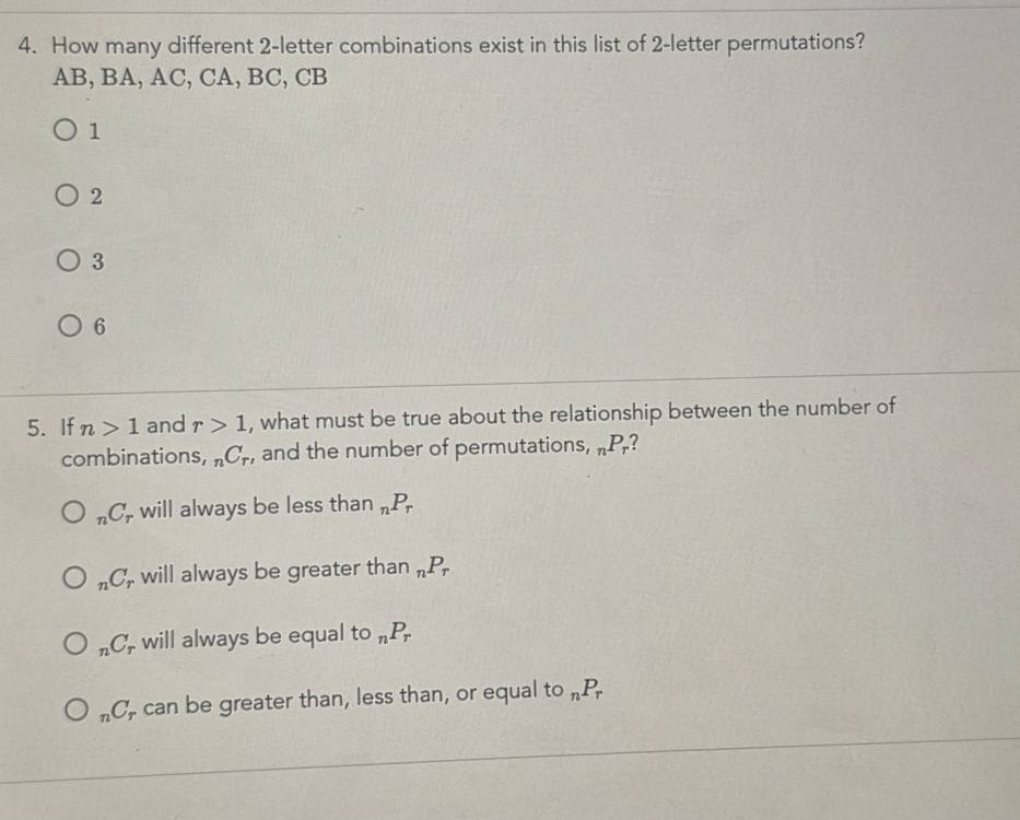 Solved: How many different 2 -letter combinations exist in this list of ...