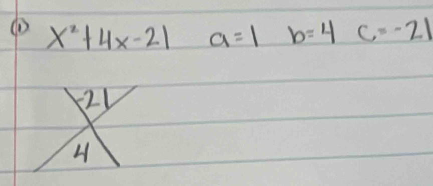 x^2+4x-21a=1b=4c=-21
21
H