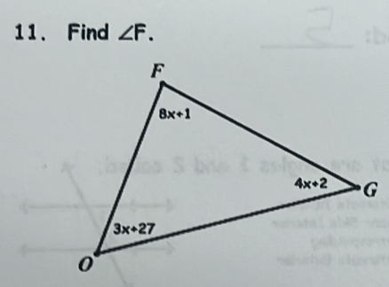 Find ∠ F.