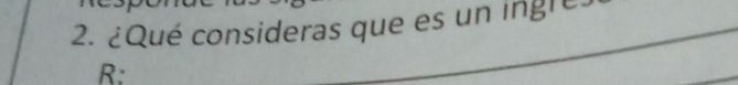 ¿Qué consideras que es un ingre
R :