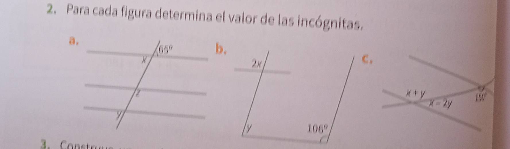 Para cada figura determina el valor de las incógnitas.
b.
.   o  s tr