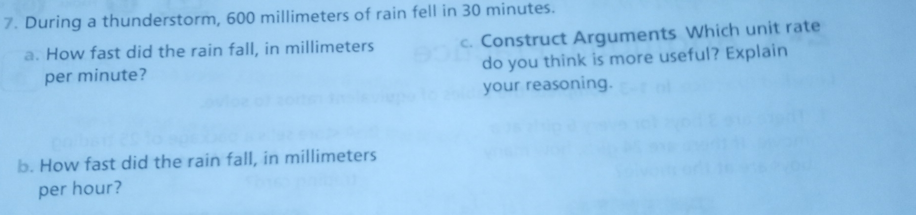 Solved: During a thunderstorm, 600 millimeters of rain fell in 30 ...
