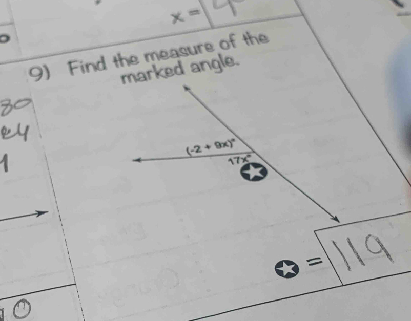 x=
9) Find the measure of the