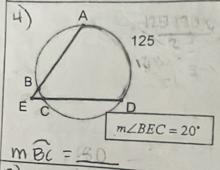 m∠ BEC=20°