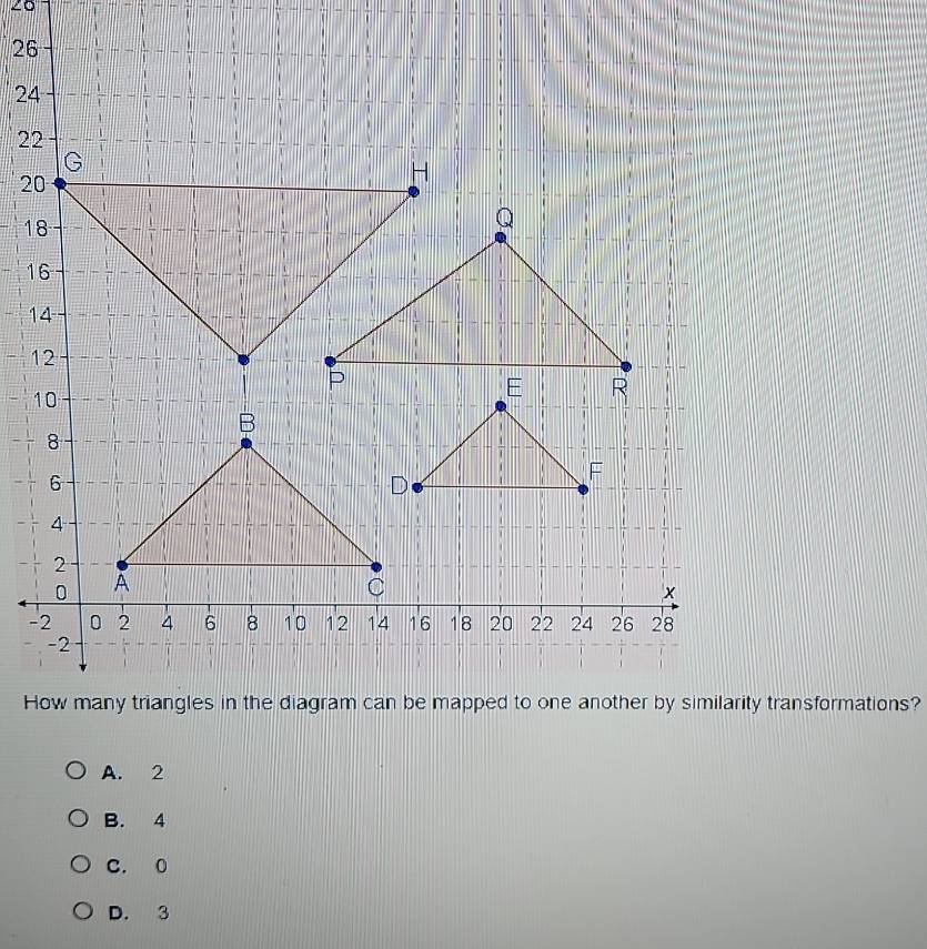 ∠O
26
A. 2
B. 4
C. 0
D. 3