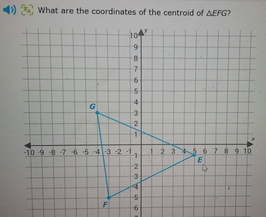 What are the coordinates of the centroid of △ EFG ?