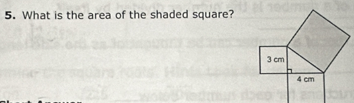 What is the area of the shaded square?