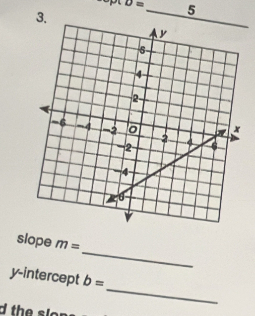 sopt o= _ 5 
3. 
_ 
slope m=
_ 
y-intercept b=
d the slo