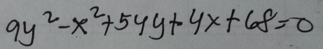 9y^2-x^2+54y+4x+68=0