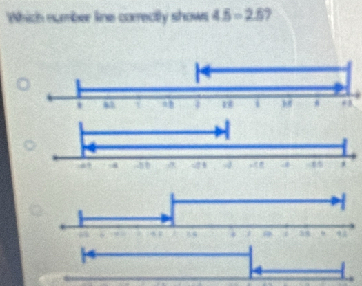 Which number line correctly shows 4.5-2.5 7