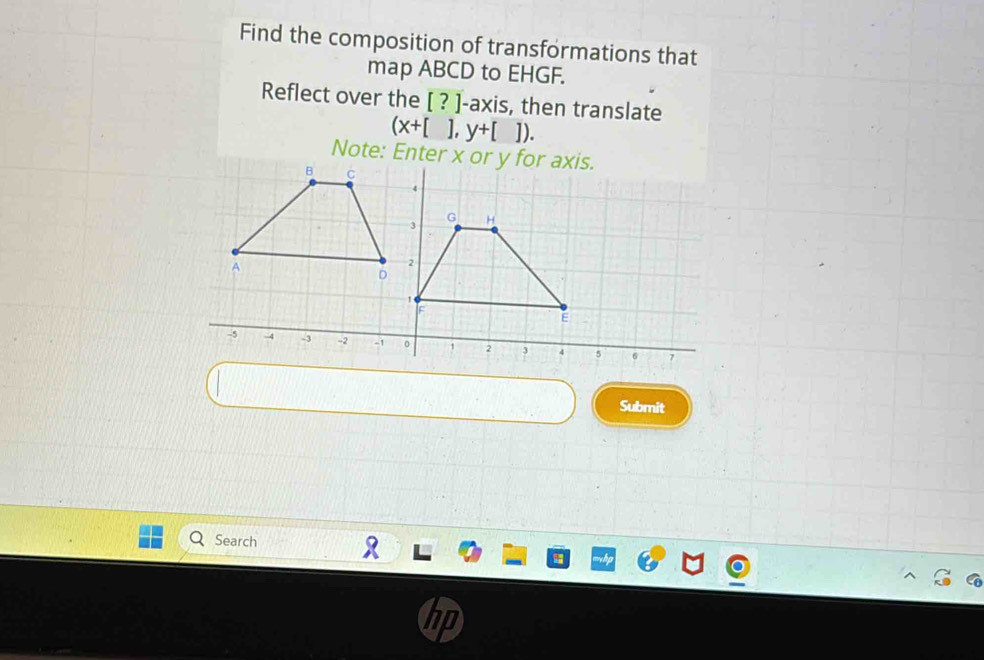 Solved: Find the composition of transformations that map ABCD to EHGF ...