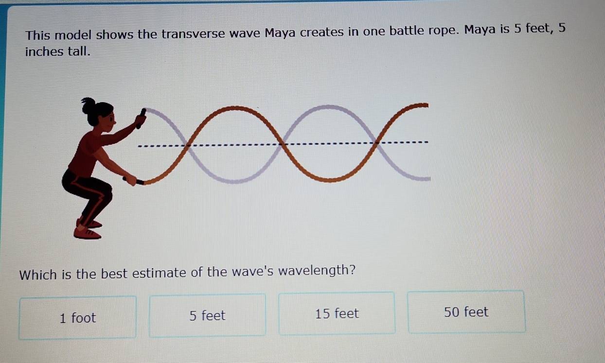 Solved: This model shows the transverse wave Maya creates in one battle ...