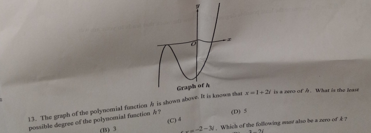 Solved: The graph of the polynomial function h is shown above. It is ...