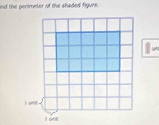 and the perimeter of the shaded figure.