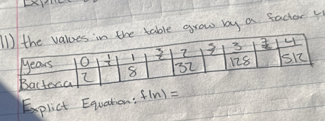 1table grow by a factor 4
Eplict Equation: