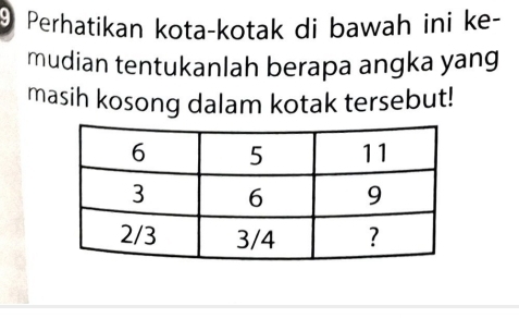 Perhatikan kota-kotak di bawah ini ke- 
mudian tentukanlah berapa angka yang 
masih kosong dalam kotak tersebut!