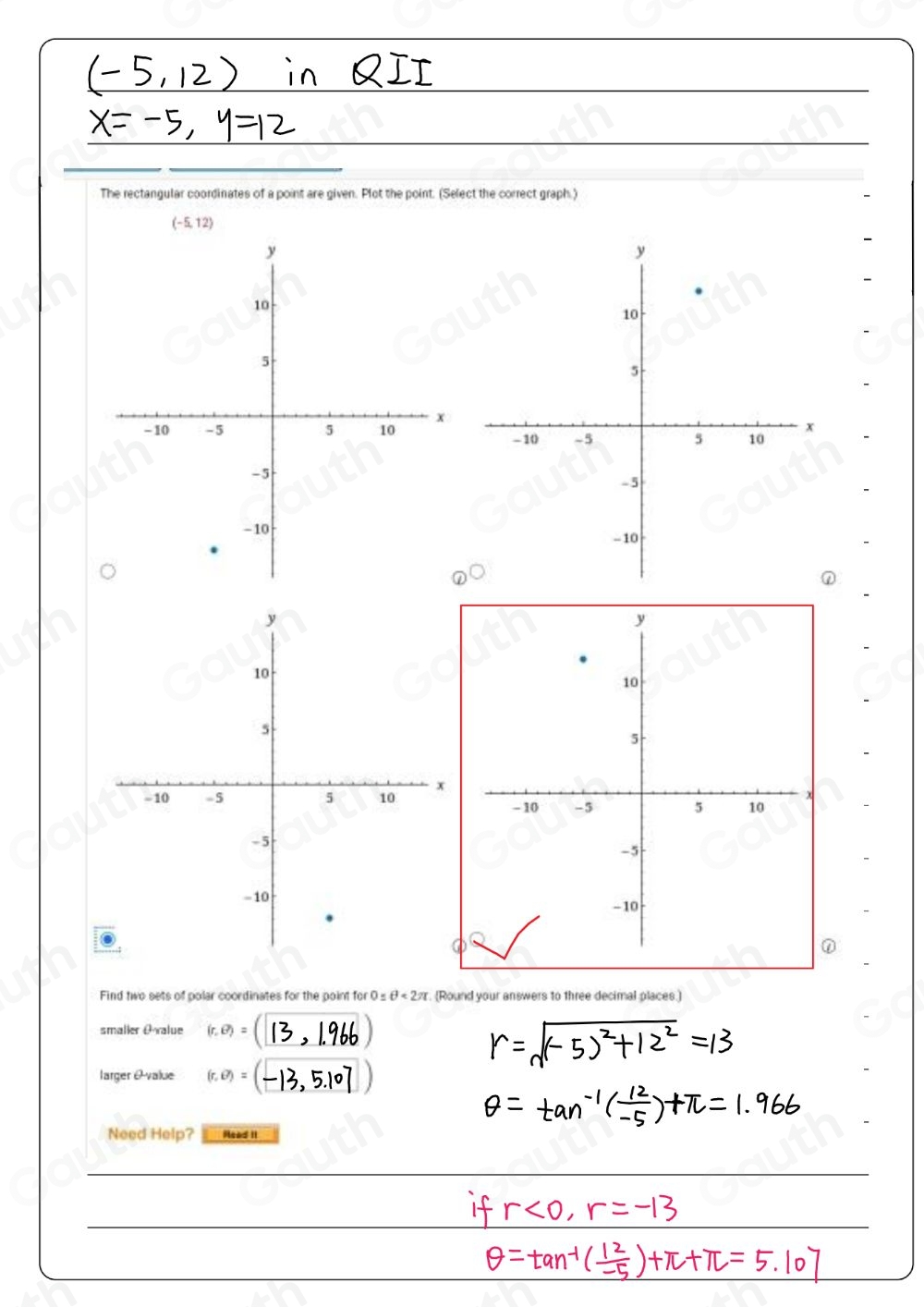 Solved: The rectangular coordinates of a point are given. Plot the ...