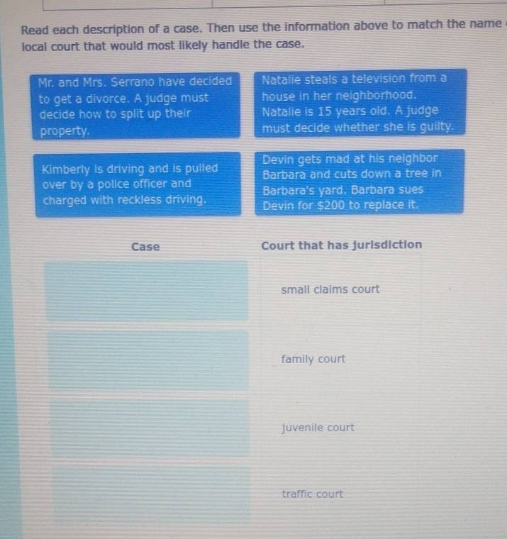 Solved: Read each description of a case. Then use the information above ...